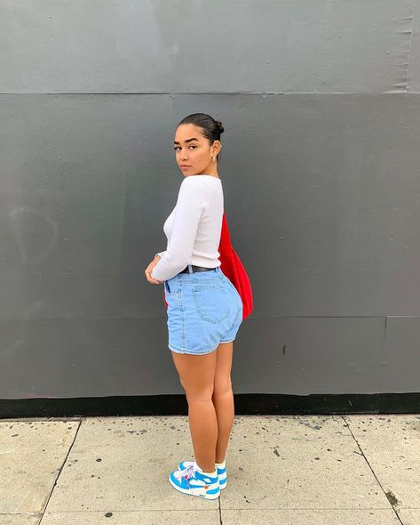 @amoursteph on Instagram: “Of course the princess gets a custom tote that’s only 1 of 2 😊” Jordan 1 Unc Outfit, Unc Outfit, Denim Skirt With Sneakers, Jordan 1s Outfit, Skirts With Sneakers, Outfits With Jordan 1s Fashion Styles, Jordan 1 Outfit Women, Dunks Outfit, Rihanna Looks