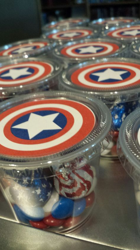 Captain America Centerpieces, Captain America Birthday Decorations, Captain America Party Ideas, Captain America Party Favors, Captain America Party Decorations, Captain America Birthday Party Ideas, Marvel Party Decorations, Avengers Party Favors, Red White And Blue Candy