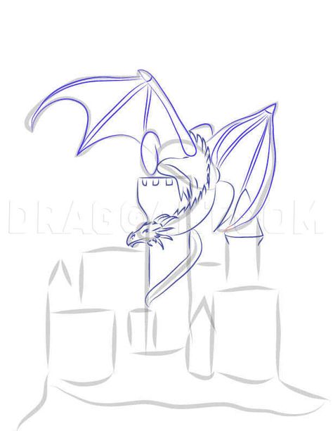 How To Draw A Dragon And Castle, Step by Step, Drawing Guide, by DuskEyes969 | dragoart.com Castle Drawing Easy, Castle On A Cliff, Drawing A Dragon, Dragon And Castle, Trace Drawing, Draw A Dragon, Castle Coloring Page, Castle Drawing, Castle Painting