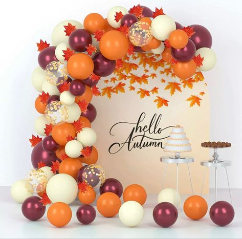 DIY AUTUMN BALLOON ARCH KIT DIY BOHO BALLOON ARCH KIT #balloonarch #balloongarland #balloondecor #bohochic #autumndecor #falldecor #shopsmall Outdoor Fall Parties, Friendsgiving Decorations, Ballon Party, Orange Balloons, Yellow Balloons, Outdoor Party Decorations, Garland Arch, Balloon Backdrop, Fall Birthday