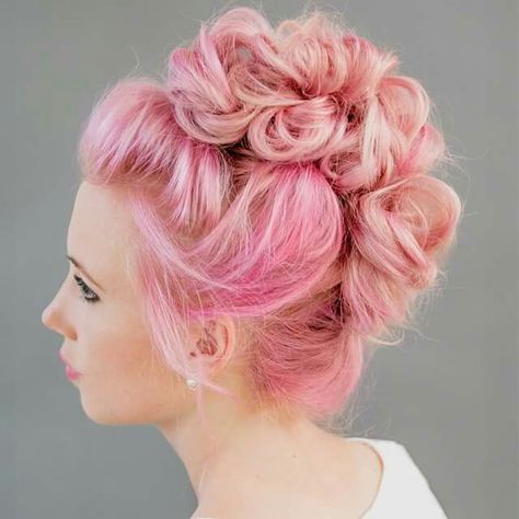 Fauxhawk formal Pink Hair Updo, Hair Formal, Hair Color Pink, Hairstyle Gallery, Pastel Hair, Short Curly Hair, Hair Envy, Natural Hair Color, Time Lapse