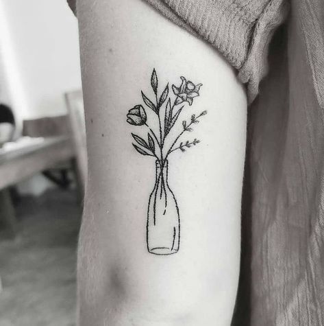 Vase And Flower Tattoo, Flowers In A Vase Tattoo, Vase Flower Tattoo, Flower In Vase Tattoo, Vase Tattoo Simple, Vase Of Flowers Tattoo, Vase With Flowers Tattoo, Flowers In Vase Tattoo, Vase Tattoos