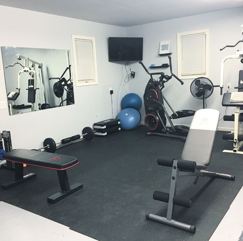 Home Gym Basics, Basic Home Gym, Home Gym On A Budget, Home Gym Essentials, Dream Gym, Small Home Gym, House Gym, Gym Room At Home, Basement Floor