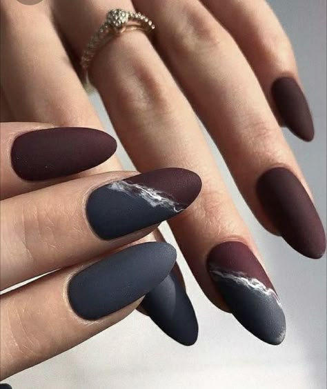 Dark Nail Designs, Dark Blue Nails, Navy Blue Nails, Spring Acrylic Nails, Fall Nail Art Designs, Pink Nail Art, Fall Acrylic Nails, Fall Nail Art, Fall Nail Colors