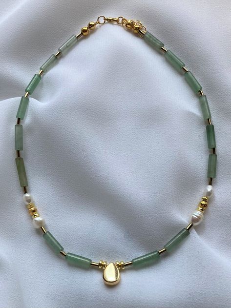 Stone Aesthetic, Trendy Silver Jewelry, 2024 Jewelry, Aesthetic Necklace, Roman Jewelry, Aventurine Necklace, Bridal Pearl Necklace, Diy Jewelry Necklace, Beaded Necklace Diy