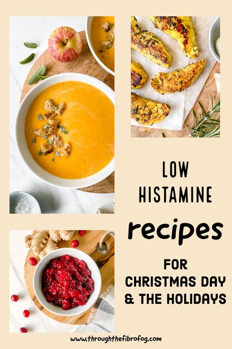 Some fun ideas for low histamine recipes for Christmas Day dinner or holiday celebrations, with appetizers, main dishes and desserts. Low Histamine Thanksgiving Recipes, Histamine Free Recipes, Low Histamine Appetizers, Low Histamine Dinner Recipes, Low Histamine Desserts, Low Histamine Dinner, Low Histamine Recipes, Christmas Day Dinner, Allergy Diet