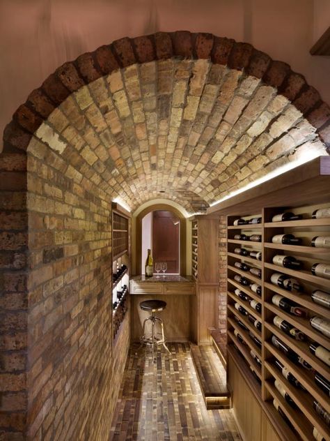 House Cellar, Brick Hallway, Adventures Guild, Contemporary Wine Cellar, Wine Vault, Wine Rooms, Grey Hardwood, Wine Cave, Family Hub