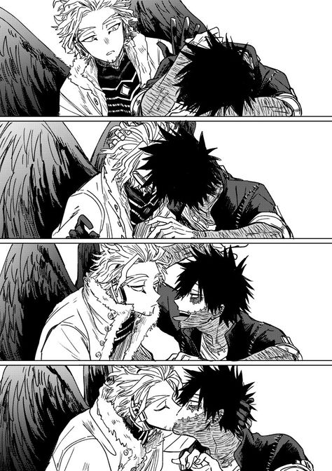 Toya Todoroki X Hawks, Dabi X Hawks Comic Kiss, Dabi X Hawks, Dabi Hawks, Toya Todoroki, Mha Ships, Reference Pose, Anime Villians