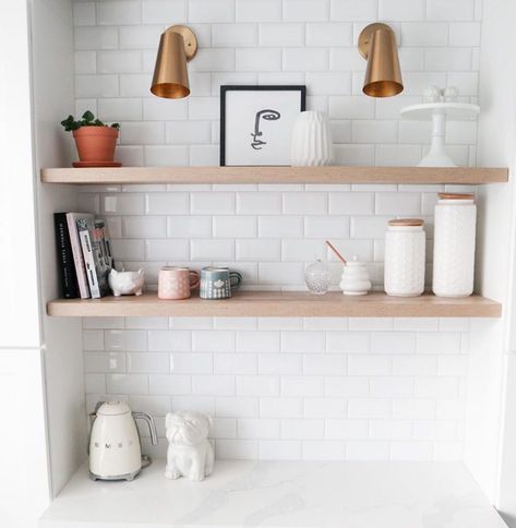 Floating Shelf Between Cabinets, Shelf Between Cabinets, Basement Bar, Cottage Kitchen, Floating Shelf, A Shelf, Cozy House, Floating Shelves, Basement