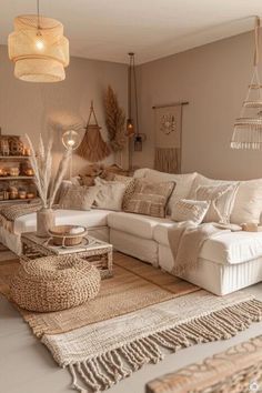 Boho Living Room Apartment, Stile Boho Chic, Boho Chic Living Room, Beige Living Rooms, Cosy Living Room, Boho Living Room Decor, Living Room Design Inspiration, Decor Home Living Room, Apartment Inspiration