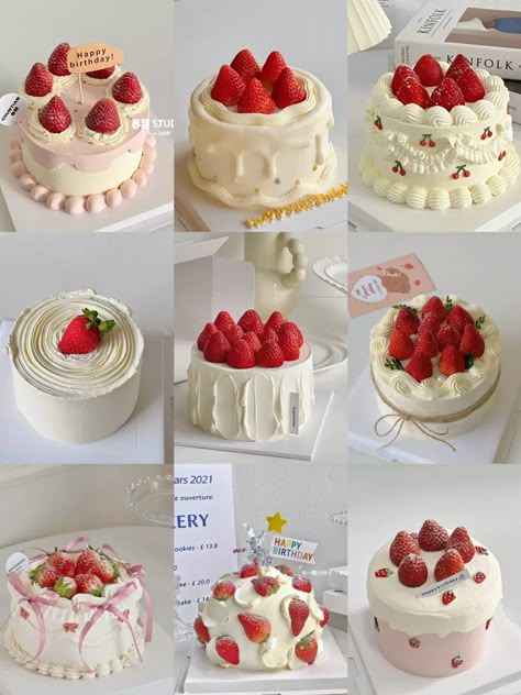 #Strawberry Cake #Strawberry Season #Birthday Cake #Tianjin Cake #Fruit Cake #Simple Fruit #Simple Cake #Ins Cake Cute Fruit Cake, Korean Strawberry Cake Aesthetic, Strawberry Vintage Cake, Strawberry Birthday Cake Aesthetic, Berry Cake Decoration, Fruit Birthday Cake Ideas, Strawberry Cake Decor, Mini Cakes Aesthetic, Simple Fruit Cake