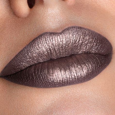 Silver Lipstick Makeup, Silver Lipstick Metallic, Metallic Brown Lipstick, Silver Lips, Silver Lipstick, Maybelline Color Sensational Lipstick, Grey Lipstick, Maybelline Lip, Lipstick Style