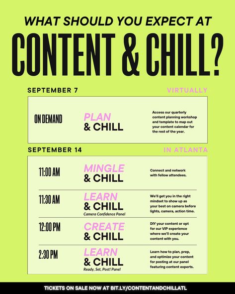 Plan and batch your content for the rest of the year at @contentxchill ATL, happening the day before @thereelies 🙌🏿 On September 14, we’re bringing the ultimate content creation experience to HOTLANTA, and it’s going to be EPIC. 💥   Imagine this: one day to batch and capture months of content for your brand, all while hanging with fellow creators and entrepreneurs who are as passionate about their brands as you are. 🎥✨ You’ll walk away with more than just content—you’ll gain the tools to cra... Content Planning, Content Calendars, Create Diy, Content Creation, One Day, Create Yourself, The Year, The Day, Bring It On