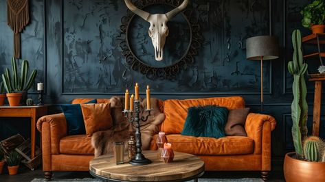 Cowboy Core: The Latest TikTok Trend Taking Over Home Decor Cowboy Core, Vintage Western Decor, Western Style Decor, Cowboy Room, Ranch Furniture, Cowhide Ottoman, Cowhide Furniture, Western Americana, Dark Home