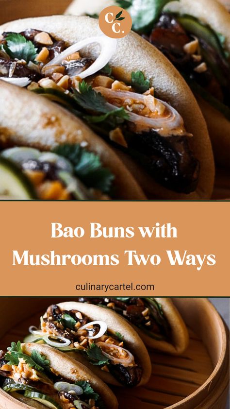 Bao Buns Recipe, Mushroom Filling, Kebab Sticks, Sriracha Mayo, Button Mushroom, Buns Recipe, Bao Buns, Brown Mushroom, Bun Recipe