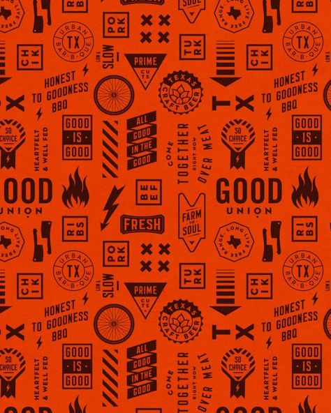 The Matchbox Studio | Throwback to some tasty patterns for Good Union BBQ (circa 2016) | Instagram Dutch Graphic Design, Bbq Branding, Thai Bbq, 2016 Instagram, Bbq Brands, Urban Bar, Texas Crafts, Bbq Menu, Pie Shop