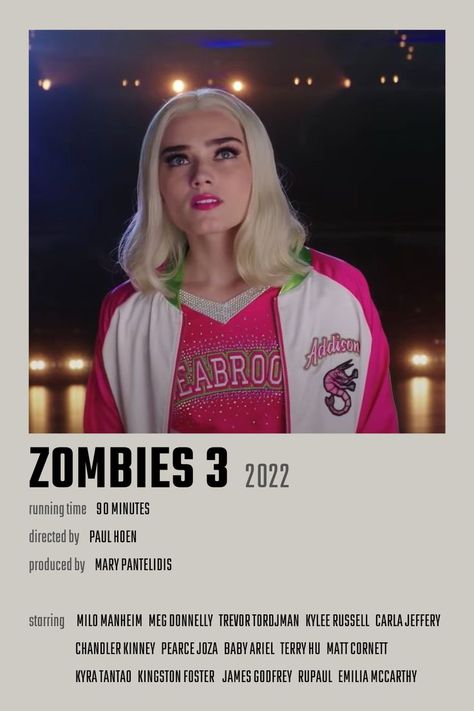 Movie Character Posters, Zombies 3, Chandler Kinney, Good Animated Movies, Disney Movie Posters, Meg Donnelly, Iconic Movie Posters, Girly Movies, Film Posters Minimalist