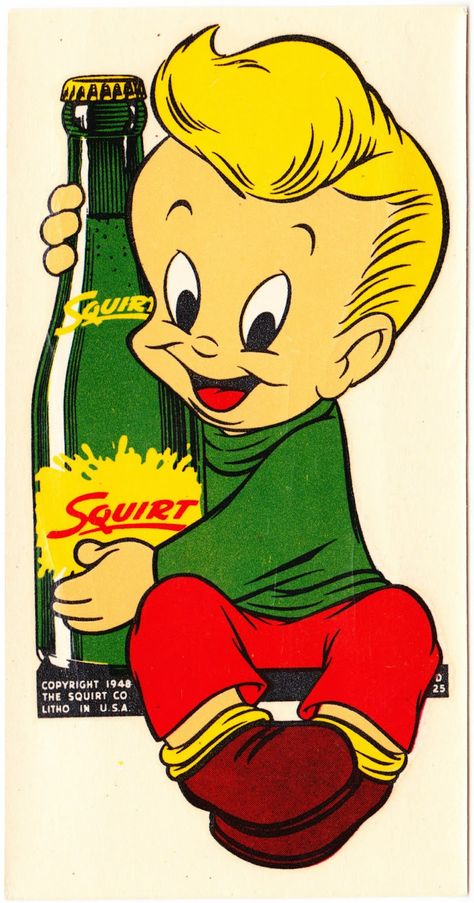 Papergreat: Decal for Squirt soft drink from 1948. How cool is this?  For cards, scrapbooking, printing & framing, gift tags, altered art, decoupage, or loving for it's own sake. Vintage Drinks, Vintage Advertising Art, Country Signs, Vintage Packaging, Garage Art, Retro Advertising, Cards Scrapbooking, Nose Art, Soda Pop