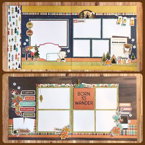 Outdoors Scrapbook Layouts, Camping Scrapbook Layouts, Camping Scrapbook, Scrapbook Studio, Scrapbook Generation, Travel Scrapbook Pages, Paper Play, Vacation Scrapbook, Scrapbook Layout Sketches