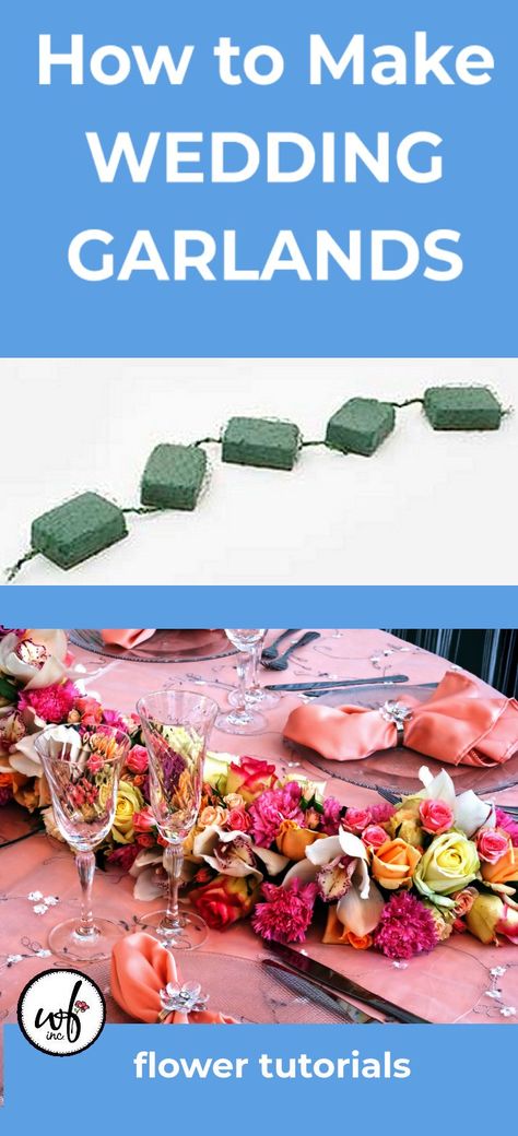 Make your own with Oasis flat garland blocks, covered with netting.  Learn how to make all types of wedding designs, such as bridal bouquets, corsages, boutonnieres, church decorations, candelabra, outdoor wedding decorations, aisle decor, wedding chairs, flower arches and so much more Wedding Decorations Aisle, Flower Arches, Wedding Table Garland, Wedding Church Decor, Fresh Garlands, Flower Garland Wedding, Church Decorations, Reception Centerpieces, Table Runners Wedding