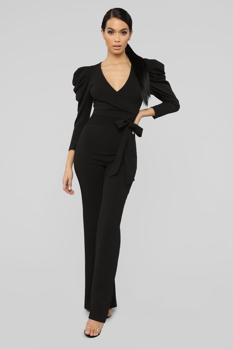 Puff Sleeve Jumpsuit, Jumpsuit Long Sleeve, Jumpsuit Long, Big Move, Fashion Nova Models, Jumpsuit Black, Fashion Nova Jeans, Long Jumpsuits, Jumpsuit With Sleeves