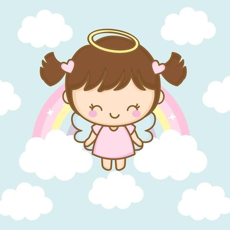 Angel Flying, Japanese Drawings, Cute Kawaii Drawings, Vector Drawing, Mandala Drawing, Kawaii Drawings, Baby Decor, Baby Disney, Vector Photo