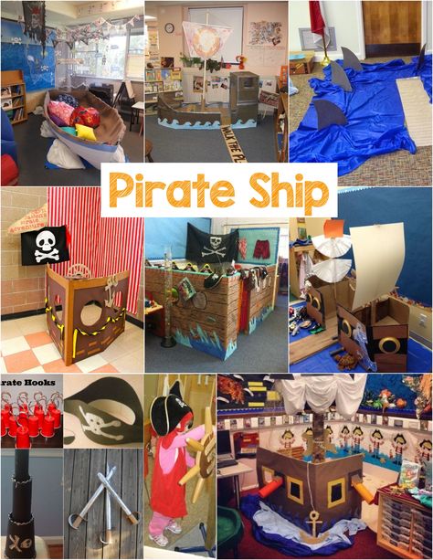 Water Dramatic Play Ideas, Pirates Dramatic Play, Pirate Dramatic Play, Pirate Dramatic Play Preschool, Pirate Theme Preschool, Pirate Small World, Pirate Role Play Area, Pirates And Mermaids Activities, Pirate Provocation