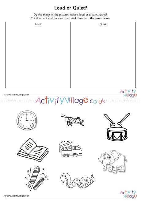 Phonics Phase One Loud Or Quiet ? Loud And Quiet Activities For Preschool, Activity Village, Phase One, I Just Love You, Quiet Activities, Handwriting Worksheets, Preschool Class, Fun Activities To Do, Math Skills