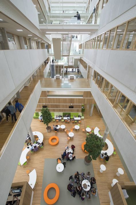 Faculty of Education-Nijmegen / LIAG Architects University Interior Design, Solar City, Atrium Design, Hostels Design, School Building Design, College Architecture, Minimal Interior Design, Library Architecture, School Interior