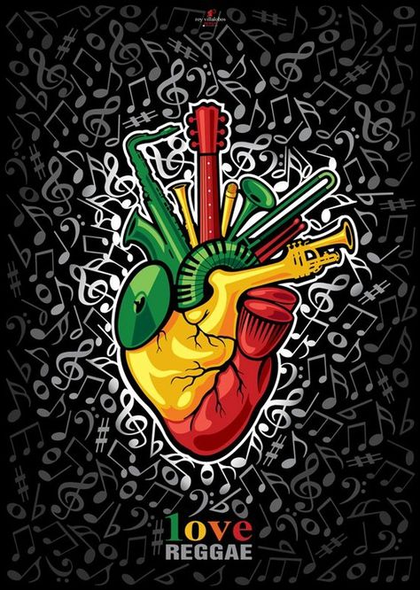 corazonadas Rasta Art, Reggae Art, Jah Rastafari, Bob Marley Art, Roots Reggae, Afrique Art, Electro Music, Human Heart, Reggae Music