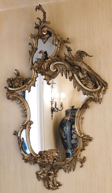 Asymmetrical Gold Mirror, Ornate Mirrors, Decorated Mirror, Antique Picture Frames, Gilt Mirror, Ornate Mirror, Wood Carving Designs, Vintage Mirrors, Exotic Bird