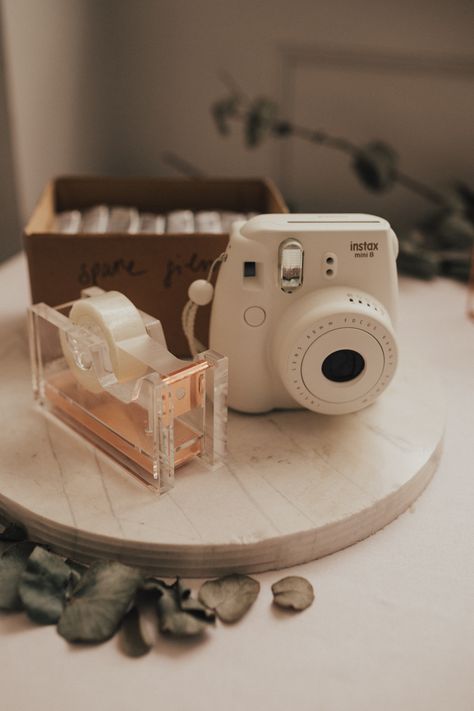 Wedding Polaroid Station, Groom In All Black, Polaroid Station, Bridesmaids In White, Wedding Polaroid, Wedding Welcome Table, Foliage Decor, Polaroid Wedding, Rock My Style