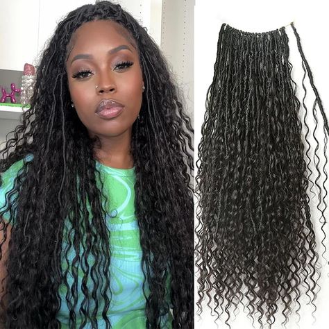 PRICES MAY VARY. New Material: 100% Human Hair Curls.Double Drawn Full Ends Curly Human Hair. Box Dreadlocks Crochet Hair Made with Synthetic Hair. Each Strand Braid add Curly Human Hair 100% Hand Made. Soft Locs with Curly Human Hair Ends Hair Style: Crochet Boho Dreadlocks Braids Are Synthetic Hair And Human Hair Blend Which More Natural Look. Human Hair Curls Are Added to Each Braids And End, The Curly Can be Restyle And Looks More Full. Human Crochet Hair for Black Women Advantages: Crochet Human Hair Locs With Curly Ends, Faux Locs With Human Hair, Natural Looking Faux Locs, Bohemian Soft Locs, Locs With Human Hair Curls, Locs Curly Ends, Boho Soft Locs, Locs With Human Hair, Hair For Black Women Natural