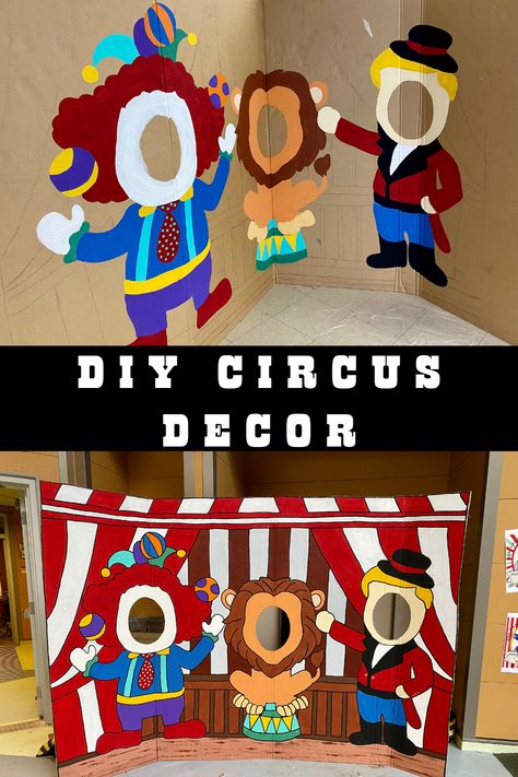 Popcorn Carnival Decor, Circus Booth Ideas, Carnival Photo Backdrop Ideas, Diy Circus Party Decorations, Diy Circus Tent Canopies, Fun Fair Decoration Ideas, Circus Theme Decorations Diy, Circus Decorations Diy Carnival Themes, Circus Themed Trunk Or Treat