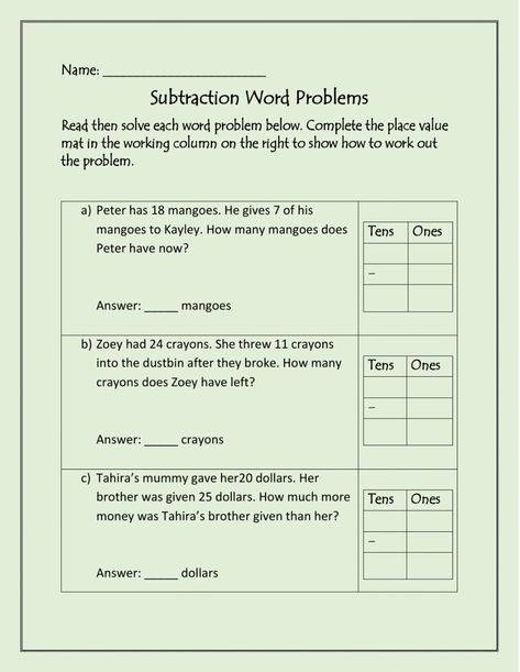 Year 5 Worksheets, Words Japanese, Word Problems 3rd Grade, Subtraction Strategies, Math Subtraction, Mathematics Worksheets, Subtraction Word Problems, Solving Word Problems, Word Problem