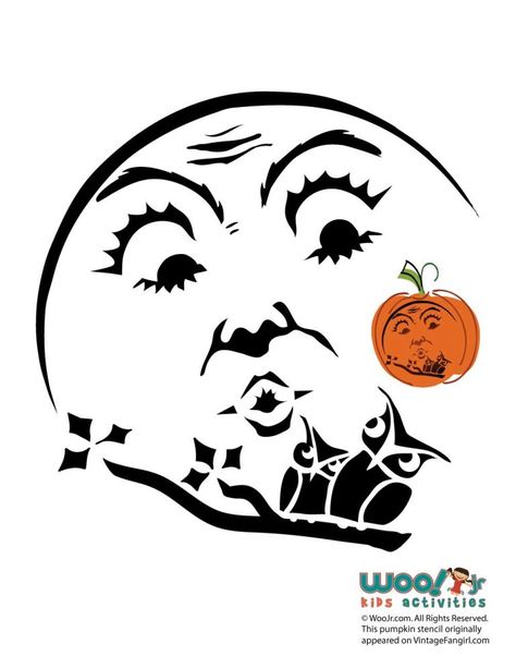 Owl Pumpkin Carving Stencils | Woo! Jr. Kids Activities Owl Pumpkin Stencil, Owl Pumpkin Carving, Paper Halloween Decorations, Vintage Halloween Printables, Owl Pumpkin, Pumpkin Patterns, Vintage Halloween Art, Pumpkin Stencils, Halloween Pumpkin Carving Stencils