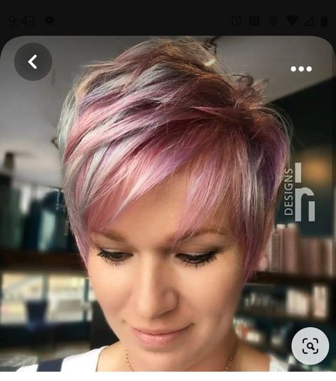 White Hair With Color Streaks, Short Purple Hair Pixie, Pink Pixie Haircut, Kratka Kosa, Asymmetrical Haircuts, Biggby Coffee, Pixie Cut Hairstyles, Cute Pixie Haircuts, Pixie Haircuts For Women