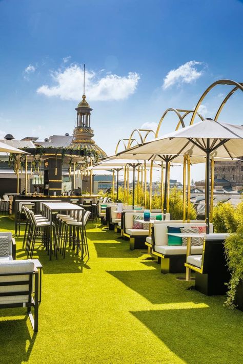 Rooftop Bar Design Lounges, Open Cafe Outdoor Design, Open Air Cafe, Open Terrace Ideas, Roof Top Cafe, Rooftop Restaurant Design, Restaurant Exterior Design, Open Air Restaurant, Terrasse Design