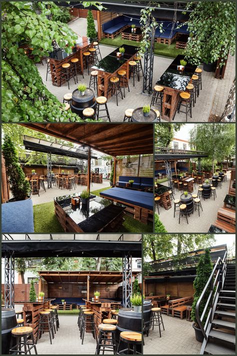 Resto Bar Design Ideas Outdoor, Outdoor Restobar Ideas, Bar Patio Ideas Commercial, Bbq Restaurant Design Outdoor, Resturant Ideas Design Outdoor, Beer Garden Ideas Backyard, Pub Garden Ideas, Bar Backyard Ideas, Outside Restaurant Patio Ideas