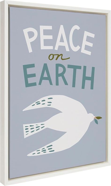 Amazon.com: Kate and Laurel Sylvie Holiday Peace on Earth Framed Canvas Wall Art by Hannah Beisang, 18x24 White, Christmas Dove Art for Wall: Posters & Prints Peace On Earth Christmas, Art For Wall, Peace On Earth, Framed Canvas Wall Art, Online Art Store, Memorable Gifts, Framed Canvas Art, Winter Decor, Bedroom Office