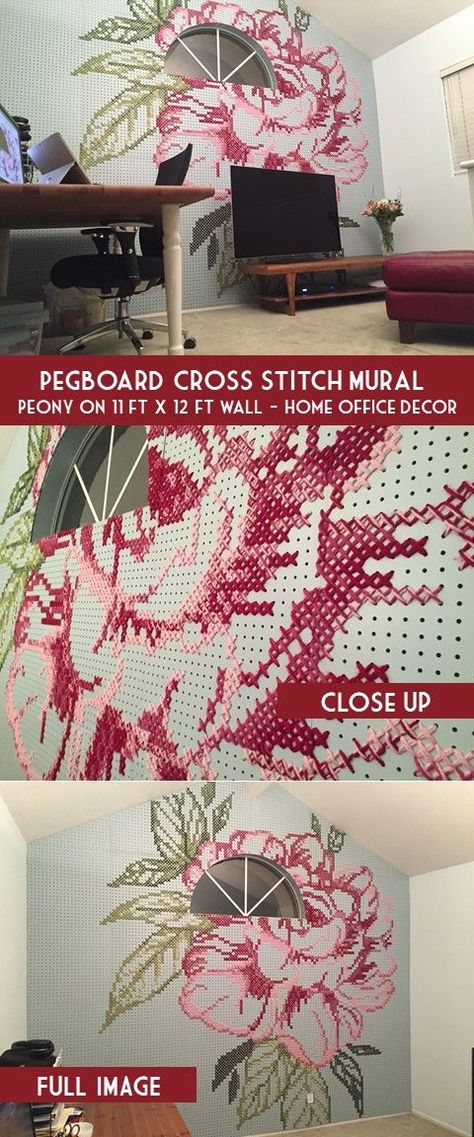 Cross Stitch On Pegboard Wall Art, Giant Cross Stitch Pattern, Large Scale Cross Stitch Wall Art, Oversized Cross Stitch, Cross Stitch Pegboard, Large Scale Cross Stitch, Large Cross Stitch Patterns Wall Art, Peg Board Cross Stitch Patterns, Cross Stitch Mural