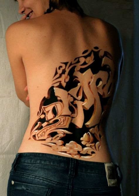 3D carving graffiti Best 3d Tattoos, Amazing 3d Tattoos, Tattoo Trend, Geniale Tattoos, 3d Tattoo, 3d Tattoos, Tattoo Henna, Home Tattoo, Awesome Tattoos