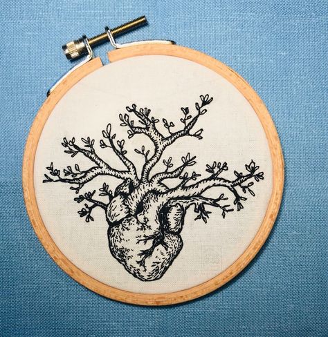 Lung Embroidery, A Heart's A Heavy Burden, Blooming Heart, Jacket Embroidery, Heavy Burden, Love Nature, Heart Love, Embroidery Art, Looking Forward