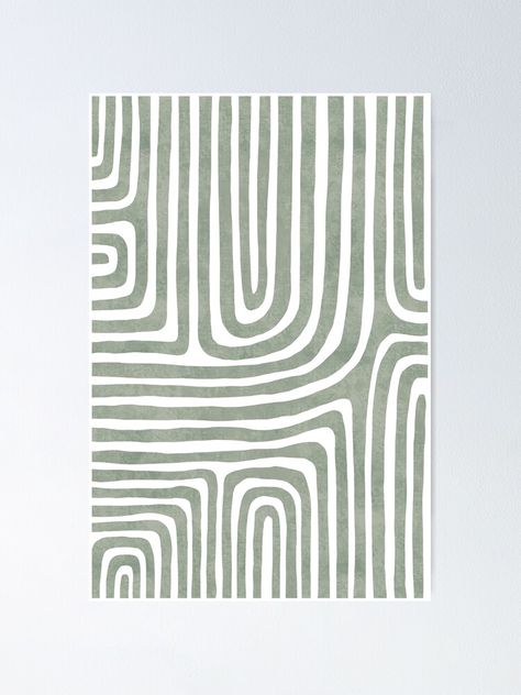 Green Boho Painting, Marianne Hendriks, Sage Green Line Art, Sage Painting, Peaceful Paintings, Green Line Art, Sage Art, Green Canvas Art, Geometric Line Art