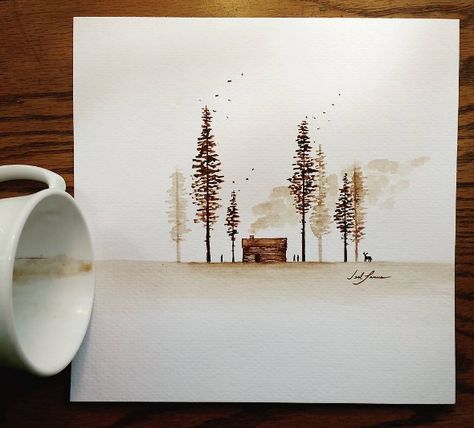 Learn The Basic Coffee Painting Techniques For Beginners - Ideas And Projects-homesthetics (1) Coffee Painting Ideas, Painting Techniques For Beginners, Coffee Art Painting, Coffee Watercolor, Coffee Artwork, Coffee Painting, Art Aquarelle, Diy Watercolor, Tea Art