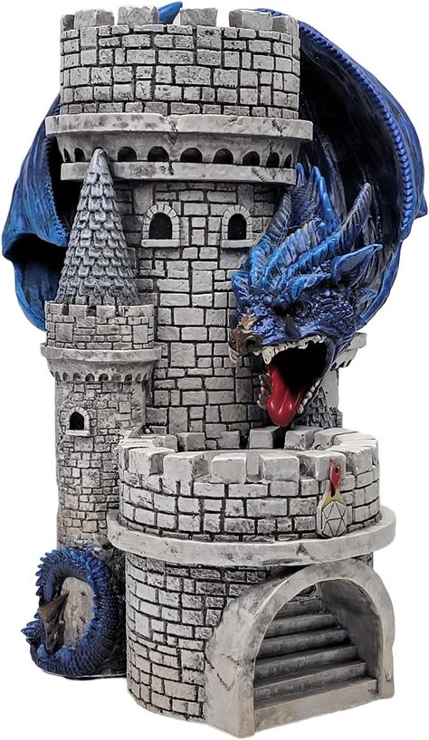 Amazon.com: Forged Dice Co. Dragons Keep Castle Dice Tower - Heavy Duty Resin and Hand Painted with LED Color Changing Lights - Dungeon Compatible Dice Rolling Tower for DND and Tabletop Games - Blue Dragon : Toys & Games Dice Tower Ideas, Dice Tower Diy, 3d Print Dice Tower, D&d Dice Tower, D&d Dice Tray, Witch Shop, Ps4 Controller, Dungeons And Dragons Miniatures, Led Color Changing Lights