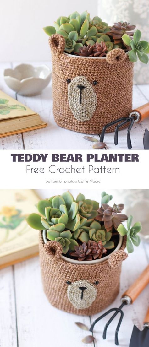 Cute Animal Planter Cover Free Crochet Patterns | Your Crochet Crochet Animal Basket, Crochet Plant Basket, Crochet Plant Cover, Animal Planters Diy, Crochet Planters, Crochet Planter Cover, Crochet Plant Pot, Crochet Planter, Crochet Basket Tutorial