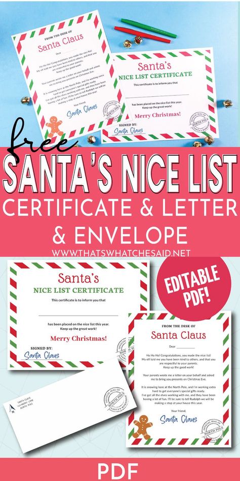 Baby Christmas Activities, Cricut Letters, Christmas Presents Diy, Christmas Nice List, Stickers Images, Free Printable Certificates, Santa Letters, Nice List Certificate, Cricut Christmas Ideas