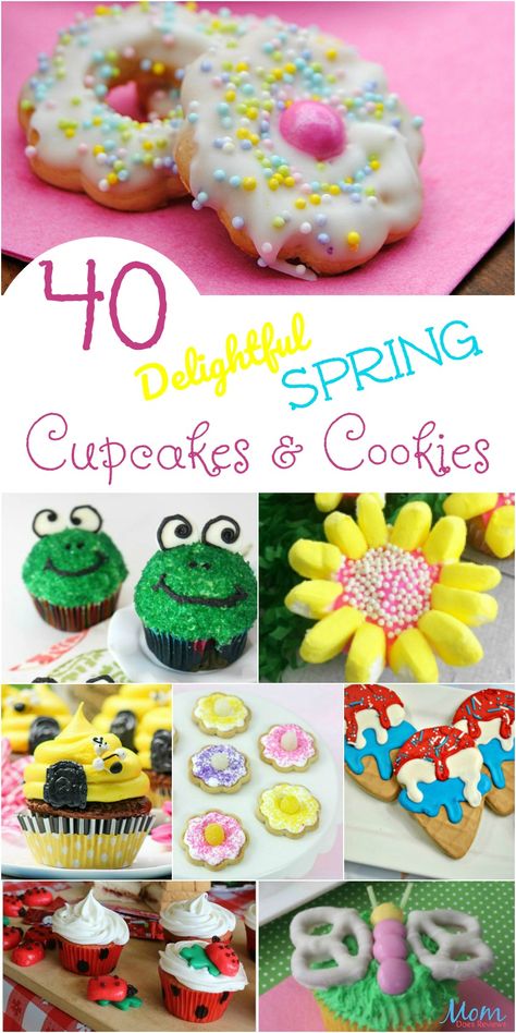 40 Delightful Spring Cupcakes & Cookies that Will Make You Smile #SpringfunonMDR #cookies #cupackes #outrageouscupcakes #desserts #recipes Baking Ideas Spring, Spring Cupcakes Ideas, Spring Themed Cupcakes, Spring Bake Sale Ideas, Spring Cupcakes Decoration, Spring Cupcake Ideas, Pretty Recipes, Summer Cupcake, Easter Cupcakes Easy