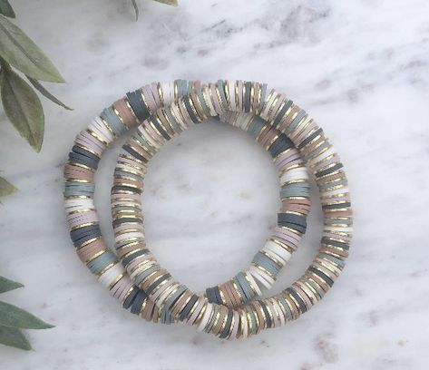 Bohemian Heishi Beads Stretch Bracelet, Bohemian Heishi Beads Bracelet, Bohemian Heishi Beads Beaded Bracelets, Polymer Clay Bead Bracelet Ideas, Bohemian Hand-strung Heishi Beads Bracelets, Hand-strung Heishi Bead Bangle, Jewellery Homemade, Polymer Clay Bead Bracelet, Clay Bead Bracelet Ideas